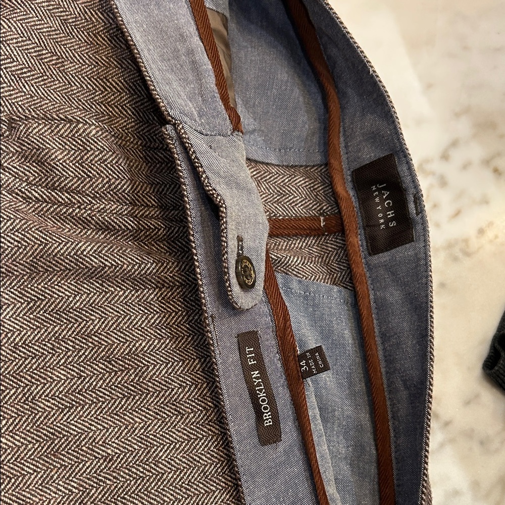 Jachs Brown and Gray Herringbone Trousers